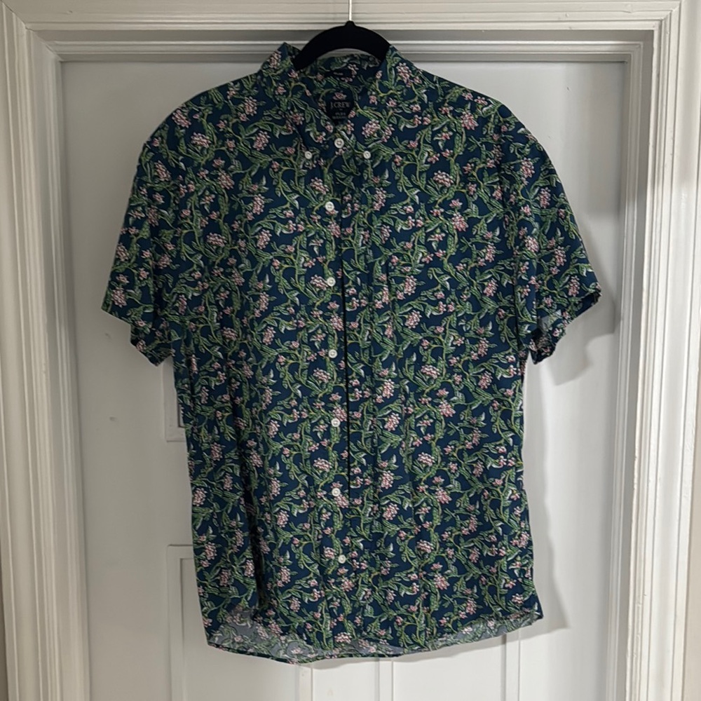 Floral Short Sleeve Shirt - Green